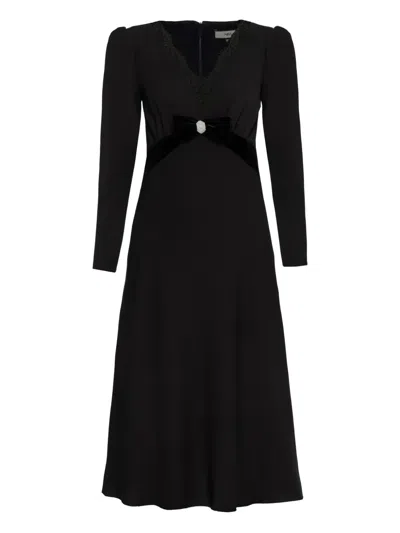 Nissa Crystal-detail Midi Dress In Black