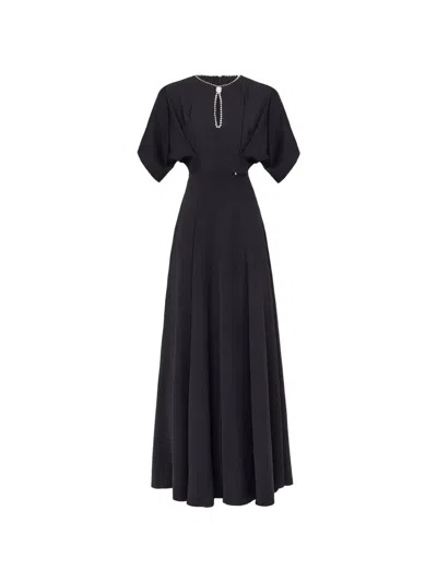 Nissa Crystal Details Maxi Dress In Blue