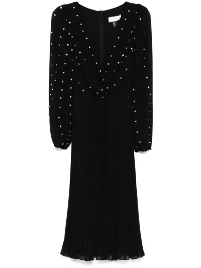 Nissa Crystal-embellished Chiffon Midi Dress In Black