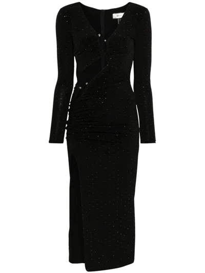 Nissa Crystal-embellished Midi Dress In Black