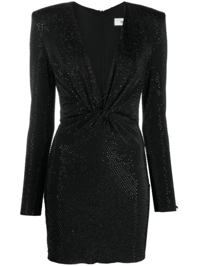Nissa Crystal-embellished Midi Dress In Schwarz