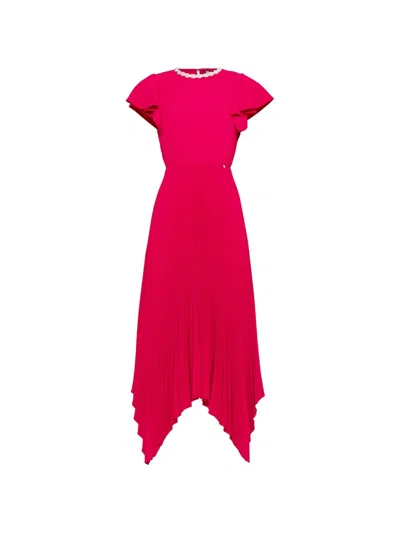 Nissa Crystal-embellished Pleated Midi Dress In Pink