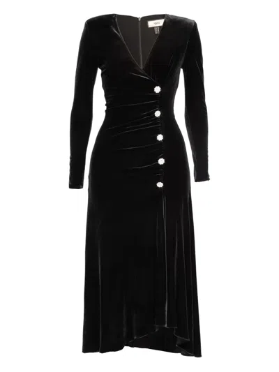 Nissa Crystal-embellished Velvet Midi Dress In Black