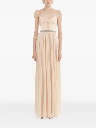 Nissa Crystal-detail Chiffon Maxi Dress In Neutral