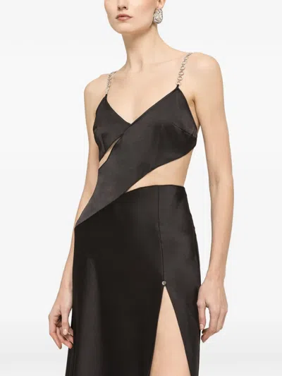 Nissa Crystal-detail Midi Dress In Black