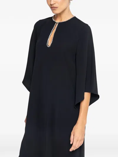 Nissa Crystal-detail Relaxed Midi Dress In Blue
