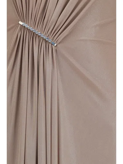 Nissa Crystal-embellished Chiffon Dress In Beige