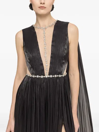 Nissa Crystal-embellished Chiffon Maxi Dress In Black