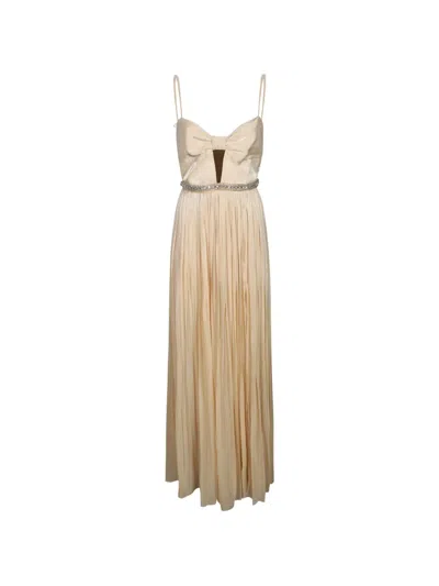 Nissa Crystal-embellished Pleated Dress In Neutral