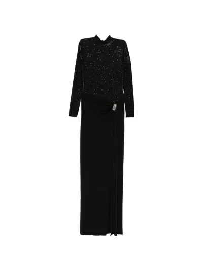 Nissa Crystal-embellished Ruched Maxi Dress In Black