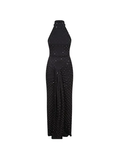 Nissa Crystal-embellished Ruched Maxi Dress In Black