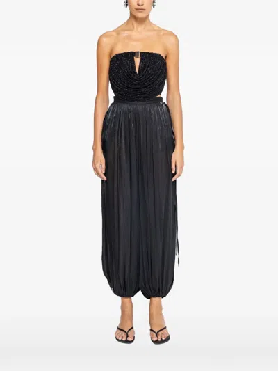Nissa Crystal-embellished Tulle Crop Top In Black