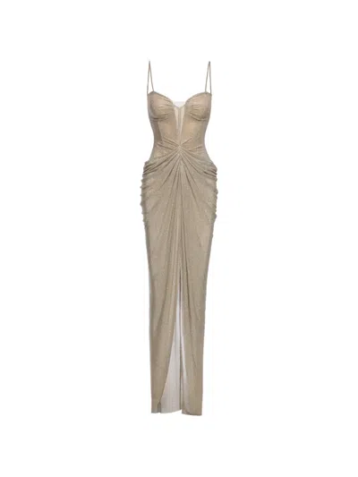 Nissa Crystal-embellished Tulle Maxi Dress In Neutral