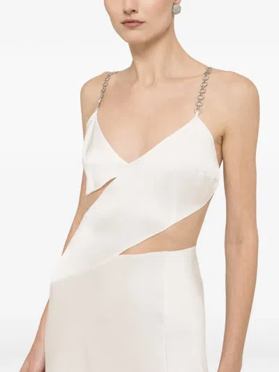 Nissa Crystal-strap Midi Dress In White