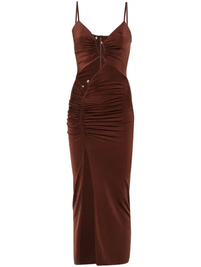 Nissa Cut-out Midi Dress In Brown