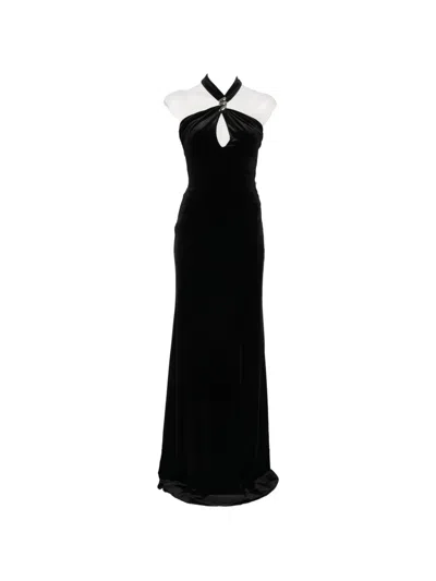 Nissa Cut-out Halterneck Maxi Dress In Black