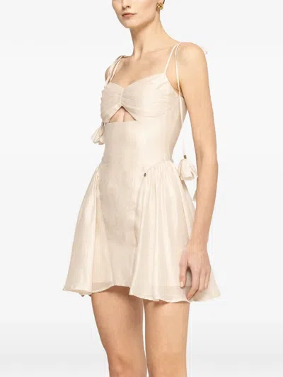 Nissa Cut-out Tie-strap Dress In Neutral