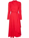 Nissa Decorative-buckle Midi Dress In Red