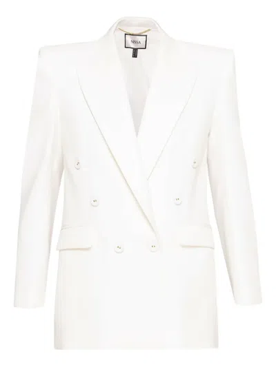 Nissa Double-breasted Blazer In White