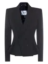 Nissa Double-breasted Pinstripe Jacket In Black