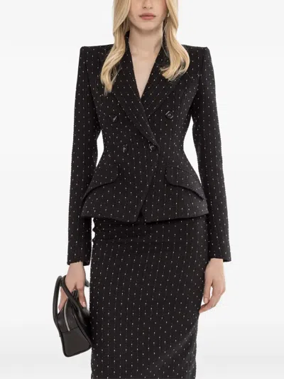 Nissa Double-breasted Boucle Blazer In Black
