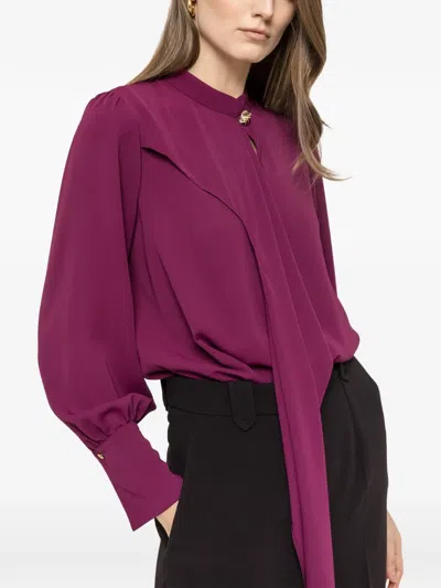 Nissa Draped Chiffon Blouse In Red