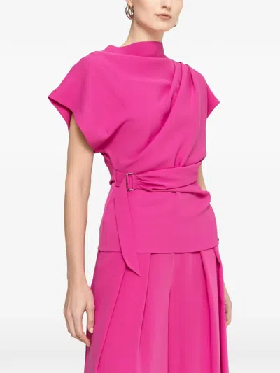 Nissa Draped Chiffon Top In Pink