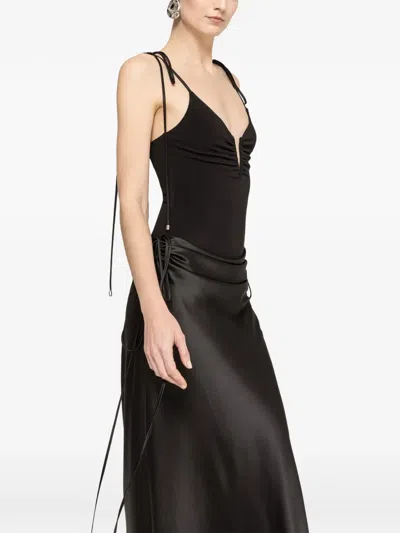 Nissa Draped Satin Maxi Dress In Black