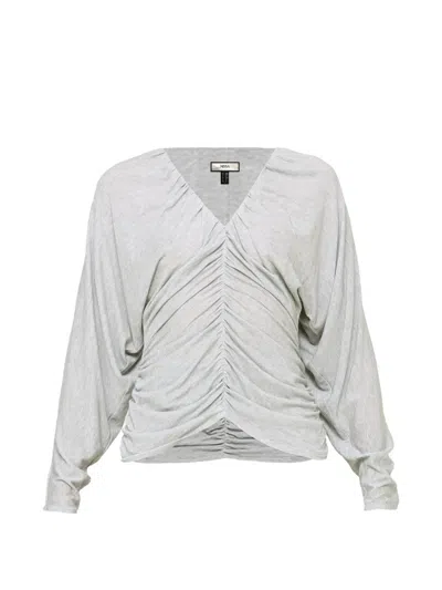 Nissa Draped Tencel™ And Wool Top In Gray