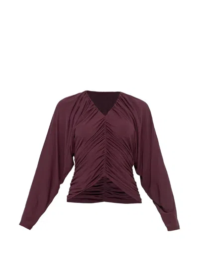 Nissa Draped Tencel™ And Wool Top In Burgundy