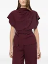 Nissa Draped Top In Burgundy