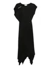 Nissa Embellished Asymmetric Midi Dress In Black