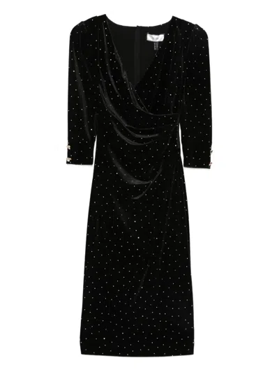 Nissa Embellished Draped Dress In Black