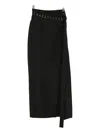 Nissa Embellished Wrap Midi Skirt In Black