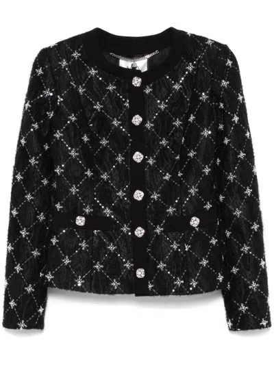 Nissa Embroidered Jacquard Jacket In Black