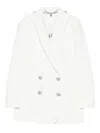 Nissa Crystal-embellished Double-breasted Blazer In White