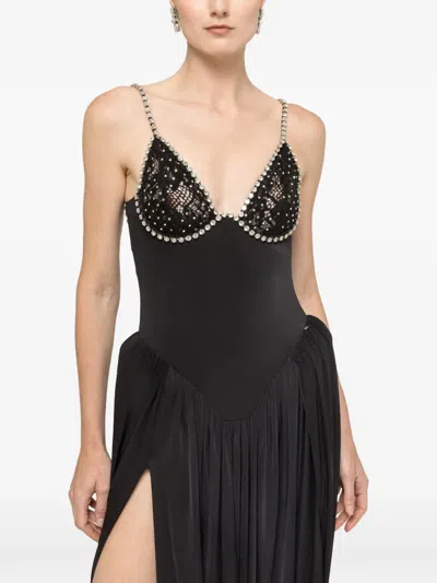 Nissa Exaggerated Hip Midi Dress In Black