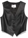 Nissa Faux-leather Waistcoat In Black