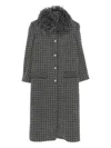 Nissa Feather-trim Coat In Gray