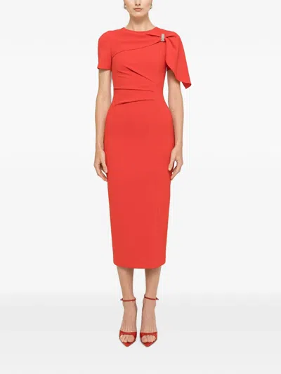 Nissa Fitted Midi Dress In Red
