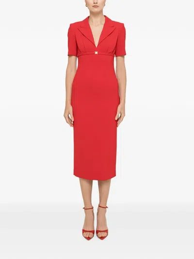 Nissa Fitted Midi Dress In Red
