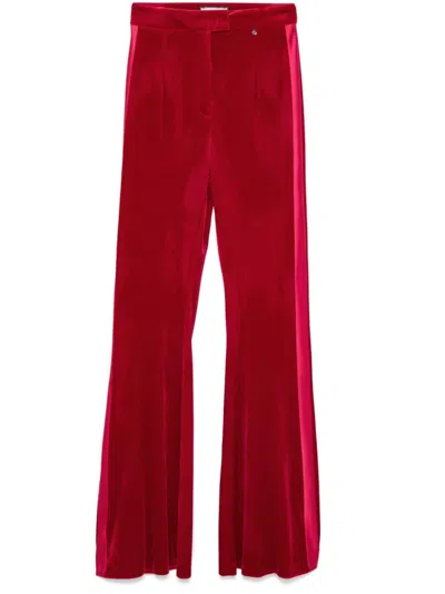 Nissa Flared Velvet Trousers In Pink
