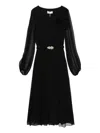 Nissa Floral-appliqué Belted Midi Dress In Black