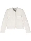 Nissa Floral-appliqué Bouclé Jacket In Neutrals