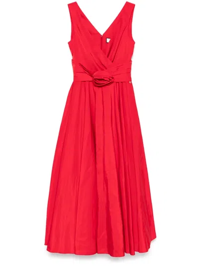 Nissa Floral-appliqué Maxi Dress In Red