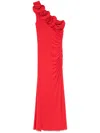 Nissa Floral-appliqué Maxi Dress In Red