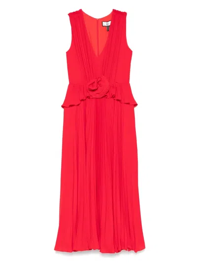 Nissa Floral-appliqué Maxi Dress In Red
