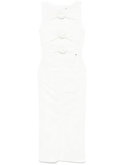 Nissa Floral-appliqué Midi Dress In 白色