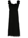 Nissa Floral-appliqué Midi Dress In Black