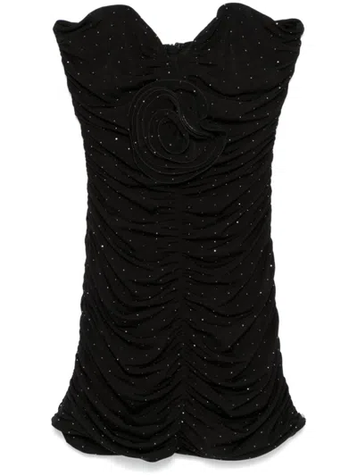 Nissa Floral-appliqué Mini Dress In Black